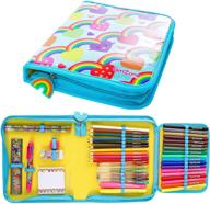 find the perfect gift: girlzone rainbow jumbo arts and crafts filled stationery pencil case for girls logo