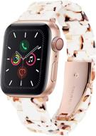 🌸 браслет hopo из смолы для apple watch 38мм 40мм 42мм 44мм - тонкий и легкий ремешок с стальной пряжкой - совместим с iwatch series 7 6 5 4 3 2 1 se (бежевый/розовое золото, 38/40 мм) логотип