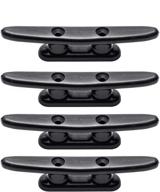 4 inch black nylon dock cleats - small boat cleat open base for kayak, pack of 4 with installation screws - marine accessories логотип