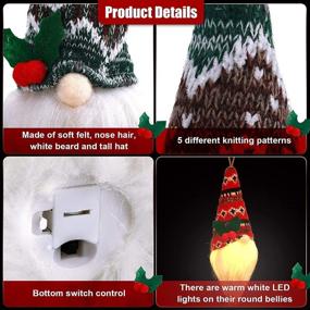 img 1 attached to 🏻 Enchant your Christmas with Handmade Swedish Santa Gnomes - Set of 4 LED Lighted Tomte Ornaments