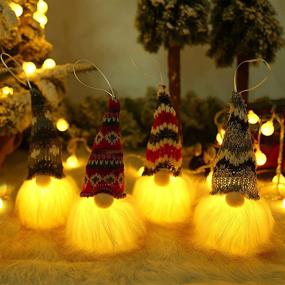 img 4 attached to 🏻 Enchant your Christmas with Handmade Swedish Santa Gnomes - Set of 4 LED Lighted Tomte Ornaments