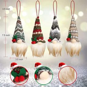 img 2 attached to 🏻 Enchant your Christmas with Handmade Swedish Santa Gnomes - Set of 4 LED Lighted Tomte Ornaments