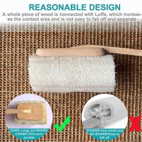 img 3 attached to Natural Exfoliating Loofah Bath Brush Set - 2-Pack with Long Wooden Handle for Men & Women - Shower Sponge Body Back Scrubber on a Stick