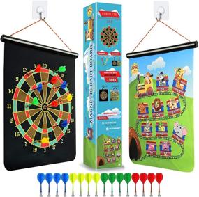 img 4 attached to 🎯 Magnetic Dart Board for Kids - Dart Board for Boys - 18.5" with 16 Darts - Indoor/Outdoor Kids Dart Game Set - Safe & Waterproof - Complete Gift - Ideal for Backyard Games