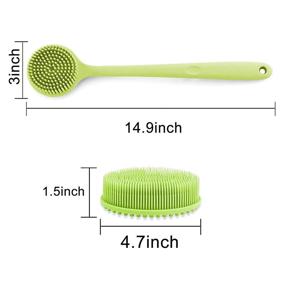 img 1 attached to 🛀 Koccido Exfoliating Silicone Body Scrubber - Premium Bath Body Brush Back Scrubber Set of 2 (Green) for Effective Cleansing, Perfect for Men & Women