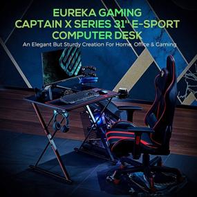 img 2 attached to 🎮 Игровой стол EUREKA ERGONOMIC 31 дюйм с подставкой для мыши, крюком для наушников, держателем игрового контроллера и подстаканником - идеально подходит для небольших пространств