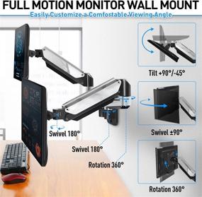 img 2 attached to 🖥️ Dual Monitor Wall Mount - MOUNTUP, Silver Polished Aluminium, Full Motion Gas Spring Double Monitor Arm for 2 Max 32 Inch Computer Screens, VESA Bracket Support, 3.3-17.6lbs, Swivel Monitor Stand Holder