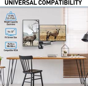 img 3 attached to 🖥️ Dual Monitor Wall Mount - MOUNTUP, Silver Polished Aluminium, Full Motion Gas Spring Double Monitor Arm for 2 Max 32 Inch Computer Screens, VESA Bracket Support, 3.3-17.6lbs, Swivel Monitor Stand Holder