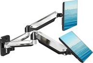 🖥️ dual monitor wall mount - mountup, silver polished aluminium, full motion gas spring double monitor arm for 2 max 32 inch computer screens, vesa bracket support, 3.3-17.6lbs, swivel monitor stand holder логотип