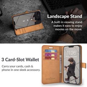 img 3 attached to 🐍 Snakehive Vintage Wallet for iPhone 12 - Genuine Leather Flip Folio Case with Stand and Card Holder (Brown)