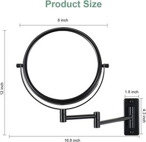 img 3 attached to 🪞 10X Magnification Wall-Mounted Makeup Mirror, 8-inch Double-Sided Rotation, Extendable Rotation, Nickel-Plated Matte Black Finish