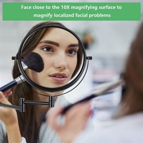 img 1 attached to 🪞 10X Magnification Wall-Mounted Makeup Mirror, 8-inch Double-Sided Rotation, Extendable Rotation, Nickel-Plated Matte Black Finish