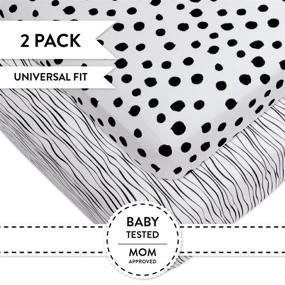 img 3 attached to 🛏️ Crib Sheet Set, Toddler Sheet Set 2 Pack - 100% Jersey Cotton - Abstract Black and White Stripes and Dots