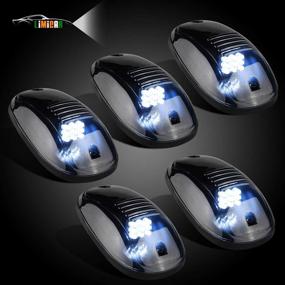 img 3 attached to 🚛 LIMICAR 5PCS Smoke Roof Cab Marker Running Light Covers: White 9 LED Lamps for 03-18 Dodge Ram 1500 2500 3500 4500 5500 Trucks