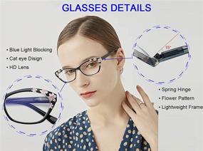 img 1 attached to 👓 Stylish Cat Eye Reading Glasses for Women - 2 Pack Flower Pattern Computer Readers with Blue Light Blocking & Spring Hinge