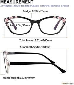 img 3 attached to 👓 Stylish Cat Eye Reading Glasses for Women - 2 Pack Flower Pattern Computer Readers with Blue Light Blocking & Spring Hinge