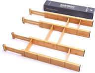 bambamboo adjustable bamboo dividers organizers - 4 pack set with 6 inserts, expandable spring loaded drawer dividers for kitchen, dresser, bedroom, bathroom, office, and garage (17-22in) логотип