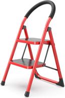 🔴 red 2 step folding step stool with anti-slip pedal: ideal for home and kitchen use, space saving solution logo