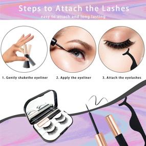 img 1 attached to 💕 LHChan 12 Pairs Magnetic Eyelashes with Eyeliner and Mirror Case - Reusable 5D Magnetic Lashes, 3 Tubes of Magnetic Eyeliner, Glue-free Waterproof False Eyelashes with Tweezers - Easy to Carry