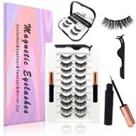 💕 lhchan 12 pairs magnetic eyelashes with eyeliner and mirror case - reusable 5d magnetic lashes, 3 tubes of magnetic eyeliner, glue-free waterproof false eyelashes with tweezers - easy to carry logo