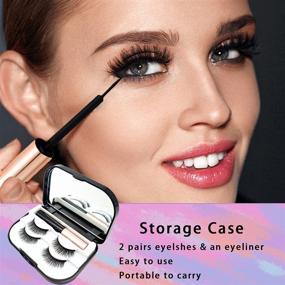 img 2 attached to 💕 LHChan 12 Pairs Magnetic Eyelashes with Eyeliner and Mirror Case - Reusable 5D Magnetic Lashes, 3 Tubes of Magnetic Eyeliner, Glue-free Waterproof False Eyelashes with Tweezers - Easy to Carry