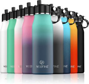 img 4 attached to VEEFINE Insulated Water Bottle with Straw Lid - Dishwasher Safe 20/32/40oz 18/8 Stainless Steel BPA-Free Metal Water Bottles for Hiking, Camping, Yoga, and Gym