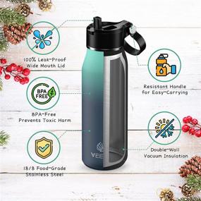 img 3 attached to VEEFINE Insulated Water Bottle with Straw Lid - Dishwasher Safe 20/32/40oz 18/8 Stainless Steel BPA-Free Metal Water Bottles for Hiking, Camping, Yoga, and Gym