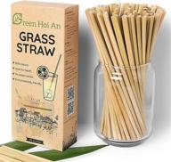 🌱 green hoi an grass straws: 100% natural, 100 pack biodegradable drinking tubes for coffee, juice, smoothie - eco-friendly alternative to paper & plastic straws - 7.78-inch long logo