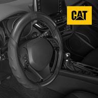 🚗 caterpillar carbon fiber grip steering wheel cover – universal size 14.5-15.5 inch (black/black) - strong, durable, and comfortable (casw-7812-bk) logo