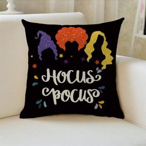 img 1 attached to 🎃 AVOIN Colorlife Halloween Hocus Pocus Sanderson Sisters Throw Pillow Cover - 18x18 Inch, Fall Autumn Cushion Case Decoration for Sofa Couch