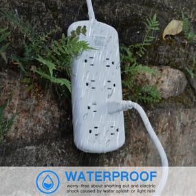 img 3 attached to 🔌 Waterproof Outdoor Power Strip Surge Protector, 8 Outlet Extension Cord with 6ft Length, 1500Joules 1875W Electrical Outlets Strip for Aquarium, Deck, Yard Lights - Wall Mountable, White