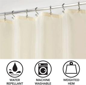 img 2 attached to 🚿 mDesign Heavy Duty Flat Weave Fabric Shower Curtain: Sand/Khaki - 72"x72" with Weighted Bottom Hem