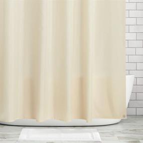 img 4 attached to 🚿 mDesign Heavy Duty Flat Weave Fabric Shower Curtain: Sand/Khaki - 72"x72" with Weighted Bottom Hem