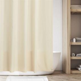 img 3 attached to 🚿 mDesign Heavy Duty Flat Weave Fabric Shower Curtain: Sand/Khaki - 72"x72" with Weighted Bottom Hem