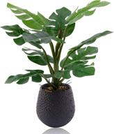 13 inch tall artificial monstera plants in black ceramic pot for indoor and outdoor decoration - faux potted monstera trees for home, office, desk, or table логотип