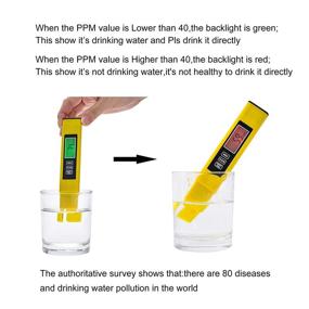 img 3 attached to Advanced Digital TDS Meter: Premium Water Quality Testing Pen for Drinking Water, Wide Range 0-9990 ppm, Accurate EC &amp; Temperature Meter 3 in 1, PPM Meter Pen for Hydroponics Aquarium Tds Water Tester