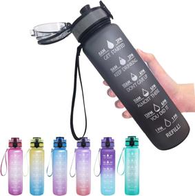 img 4 attached to Viogor 32oz Water Bottles with Wide Mouth, Leakproof & Anti-slip Design, Durable BPA Free Tritan Water Jug with Time Marker for Daily Hydration