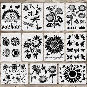 img 4 attached to 🌻 Set of 11 A4 Size Reusable PET Sunflower Stencils - Artistic Summer Sunshine DIY Lettering Painting Aid for Wood Art Wall Décor