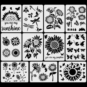 img 3 attached to 🌻 Set of 11 A4 Size Reusable PET Sunflower Stencils - Artistic Summer Sunshine DIY Lettering Painting Aid for Wood Art Wall Décor