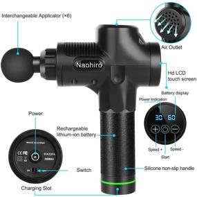 img 2 attached to 🔫 Naohiro Massage Gun – Muscle Massager for Pain Relief, Handheld Electric Body Massager – Sports Drill Portable with Super Quiet Brushless Motor – Ultra-Quiet 30 Speeds Optional Modes