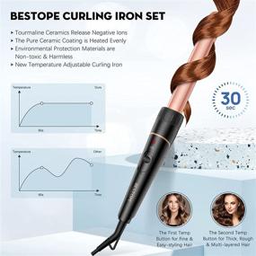 img 2 attached to 💁 6-in-1 Interchangeable Curling Wand Set - Professional Hair Curler with Temperature Control for Instant Heat Up and Versatile Hairstyles