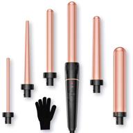 💁 6-in-1 interchangeable curling wand set - professional hair curler with temperature control for instant heat up and versatile hairstyles logo
