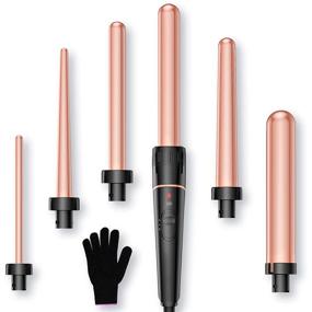 img 4 attached to 💁 6-in-1 Interchangeable Curling Wand Set - Professional Hair Curler with Temperature Control for Instant Heat Up and Versatile Hairstyles