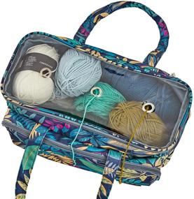 img 3 attached to 🧶 HOMEST Yarn Storage Bag with Clear Top, Portable Knitting Tote for Yarn Skeins, Crochet Hooks, Knitting Needles, Floral Pattern (Patent Pending)