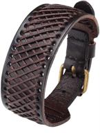 🔶 zysta genuine leather 30mm wide bangle cuff bracelet: adjustable punk rocker biker wristband in black and brown logo