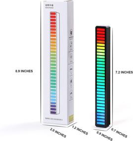 img 3 attached to RGB Rechargeable Sound Control Light Bars - Voice-Activated Pickup Music Rhythm Lights - Creative Colorful LED Ambient Light - 8 Modes Music Sync 32-Bit Audio Spectrum Light - PC, TV, Car, Gaming (Black)