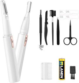 img 4 attached to 👁️ 10-in-1 Women's Electric Eyebrow Precision Trimmer Kit | Lady Trimmer for Face & Body | Min Facial Brows Hair Removal | Painless Peach Fuzz Shaver + Built-in Epilators | Upgrade in Sleek White