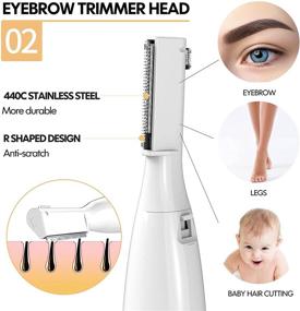 img 2 attached to 👁️ 10-in-1 Women's Electric Eyebrow Precision Trimmer Kit | Lady Trimmer for Face & Body | Min Facial Brows Hair Removal | Painless Peach Fuzz Shaver + Built-in Epilators | Upgrade in Sleek White