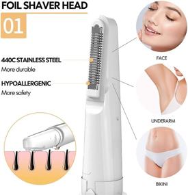 img 3 attached to 👁️ 10-in-1 Women's Electric Eyebrow Precision Trimmer Kit | Lady Trimmer for Face & Body | Min Facial Brows Hair Removal | Painless Peach Fuzz Shaver + Built-in Epilators | Upgrade in Sleek White
