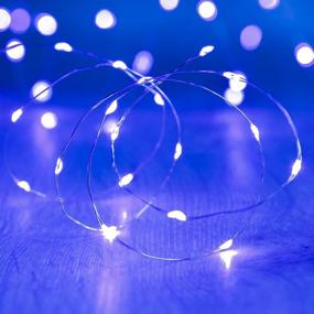 img 3 attached to 💦 Waterproof LED String Lights, 2 Pack 20ft Fairy Lights with 60 LED for Festival Decorations and Crafting, Battery Powered Copper Wire Starry Lights (Blue)